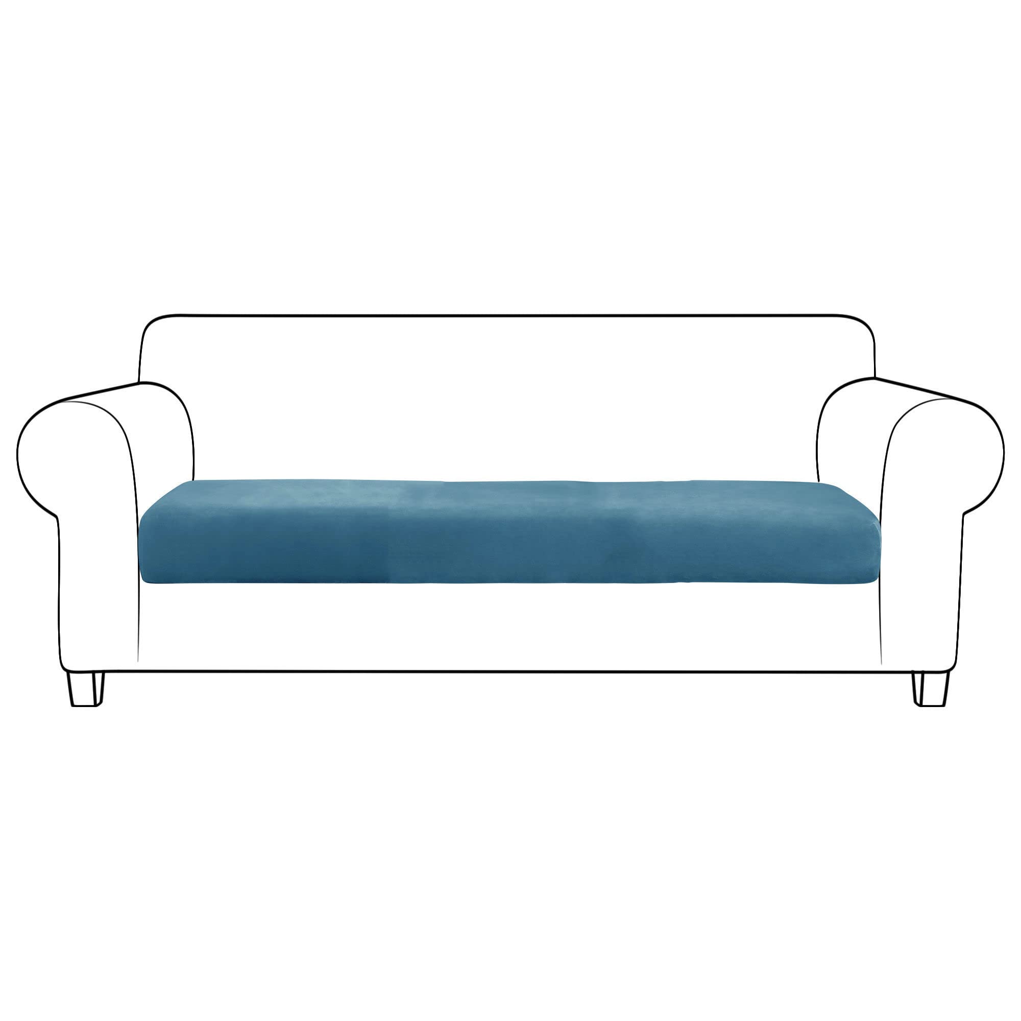 SVFOEBJM Velvet Sofa Seat Cushion Covers, Sofa Cushion Covers Stretch Couch Cushion Cover Soft With Elastic Bottom Sofa Seat Cover For Chair Sofa-Peacock blue-3-seater