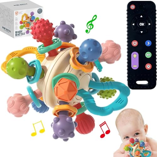 Image of Baby Sensory Teething Toys - Baby Teethers Montessori Toys - Gifts for Infant Newborn Boys Girls 0 3 6 9 12 18 Months 1 One Year Old - Baby Rattle Chew Toys - Toddler Educational Learning Toys