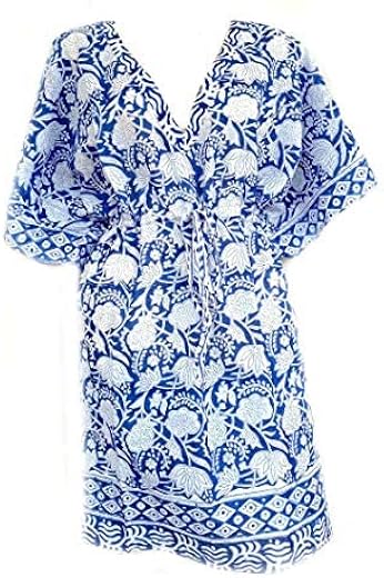 Rastogi Handicrafts 100% Cotton Hand Block Print Beach Caftan Women's Print Swimsuit Cover-up