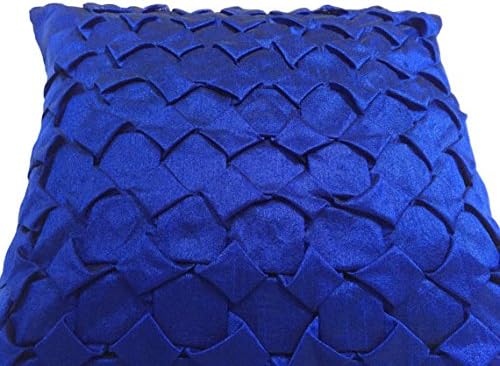 White Petals Set of 2 Indigo Sham Covers, Plain Silk, Solid Decorative, Accent, Euro Sham (24x24 inches)