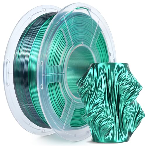 Image of SUNLU Silk Dual Color Pla Filament, Silk PLA 3D Printer Filament 1.75mm, Shiny Silk Texture, Dimensional Accuracy + /- 0.02mm, 1KG Spool (2.2 lbs), PLA Silk Dual Color (Black Green)
