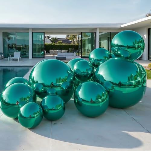 Image of 50 Inch Metallic Dark Green Round Foil Balloons 3pcs Large Mylar Balloons