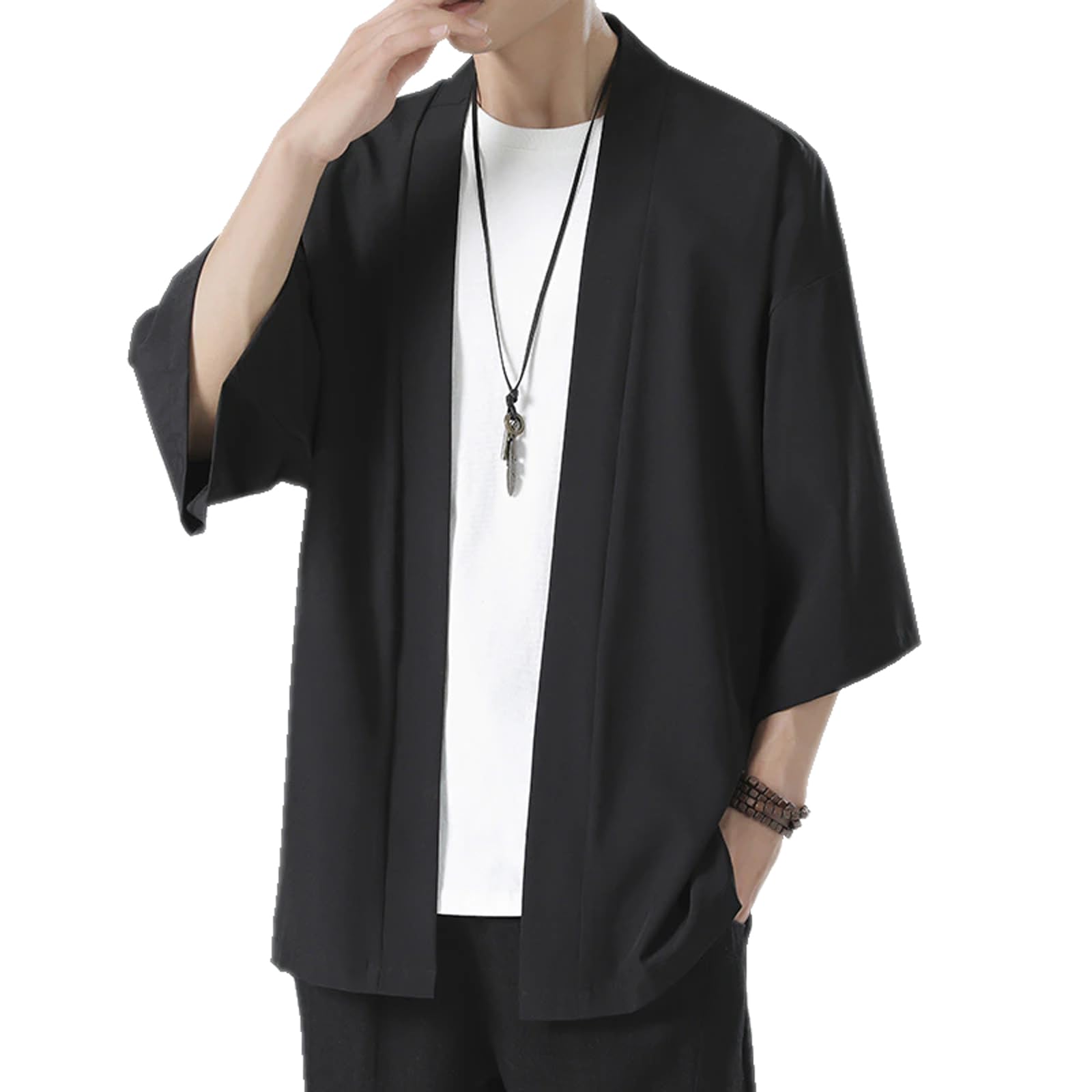 Thinking DustMen's Front Open Cardigan Women Solid Kimono Jacket Cloak