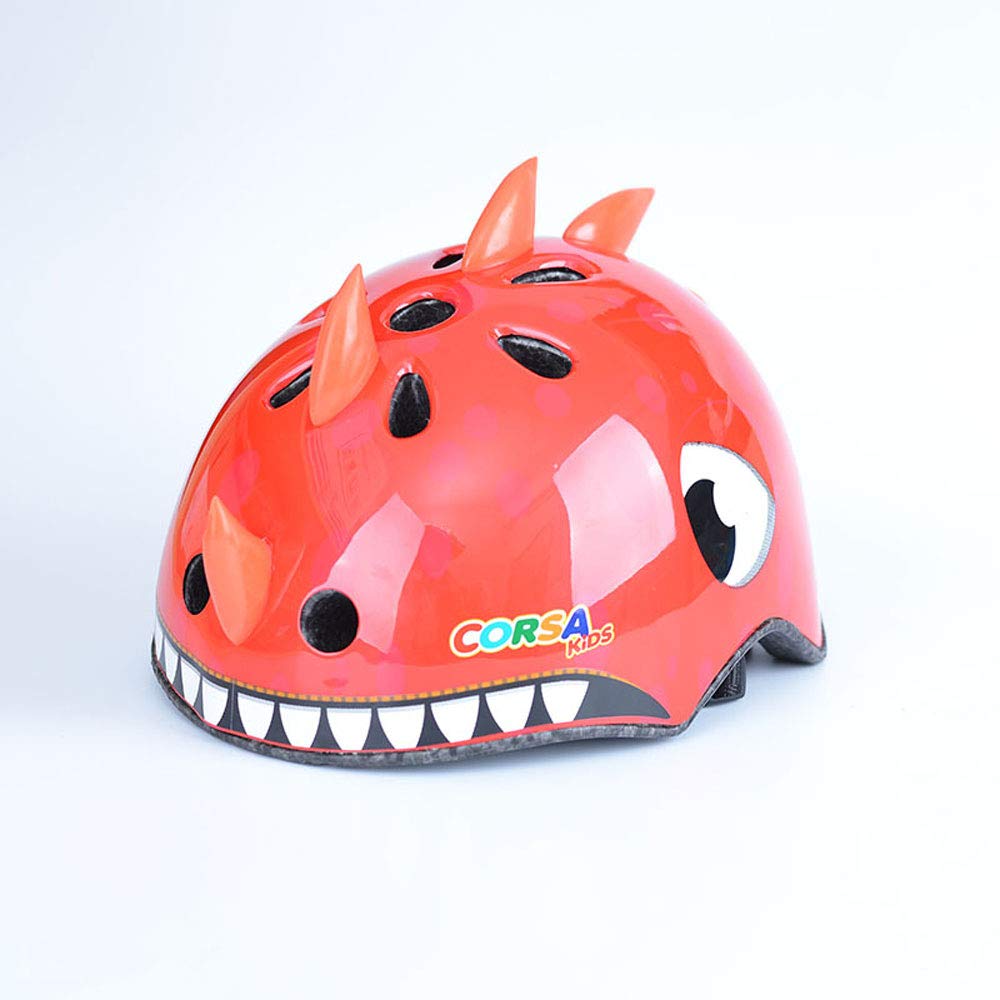 Cascos de Seguridad para Bicicletas, Dinosaurios para niños Cascos, Cascos para Andar en Bicicleta, Cascos de Bicicletas eléctricos en Día de Navidad de cumpleaños, Regalos de Pascua,Rojo