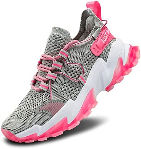 AMLANG Women's Breathable Running Tennis Shoes Athletic Workout Sport Sneakers Rose Red Size 8.5
