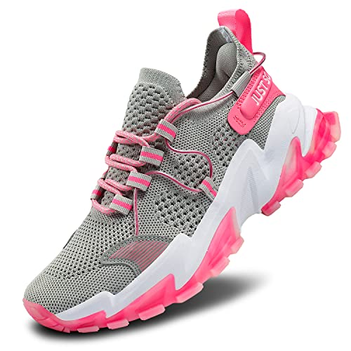 Amlang Women's Breathable Running Tennis Shoes Athletic Workout Sport Sneakers Rose Red Size 8.5 #TOP14
