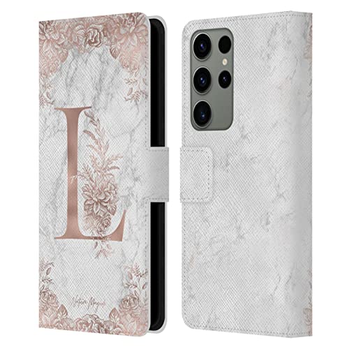 Étui en Cuir Samsung Galaxy S23 Ultra Finition Marbre Rose Or de Qualité