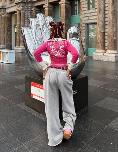 Aelfric Eden Baggy Wide Leg Sweatpants for Women Plaid Patchwork Sweat Pants Loose Long Pants with Pockets3