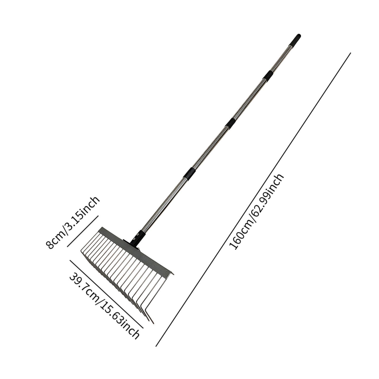 Rastrello per Foglie da Giardino con 21 Denti, Forma di L, Versatile, Professionale, per Aiuole, Asta in Metallo Regolabile, 40, 125 Cm 3 Sezioni