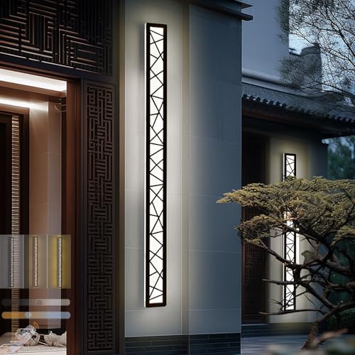 Applique murale LED dimmable 60cm noire IP65 avec télécommande pour jardin et chambre