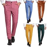 Pantalones formales para hombre, cintura elástica, pantalones chinos ajustados elásticos con bolsillos, pantalones largos de pierna recta, para negocios, oficina, trabajo, hogar, pantalones de vestir