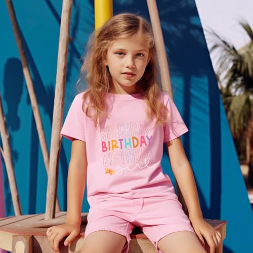 Image of Birthday Girl Shirt 2nd 3rd 4th 5th 6th 7th Girls Birthday Tshirts Cotton Short Sleeve Tee Tops Outfit