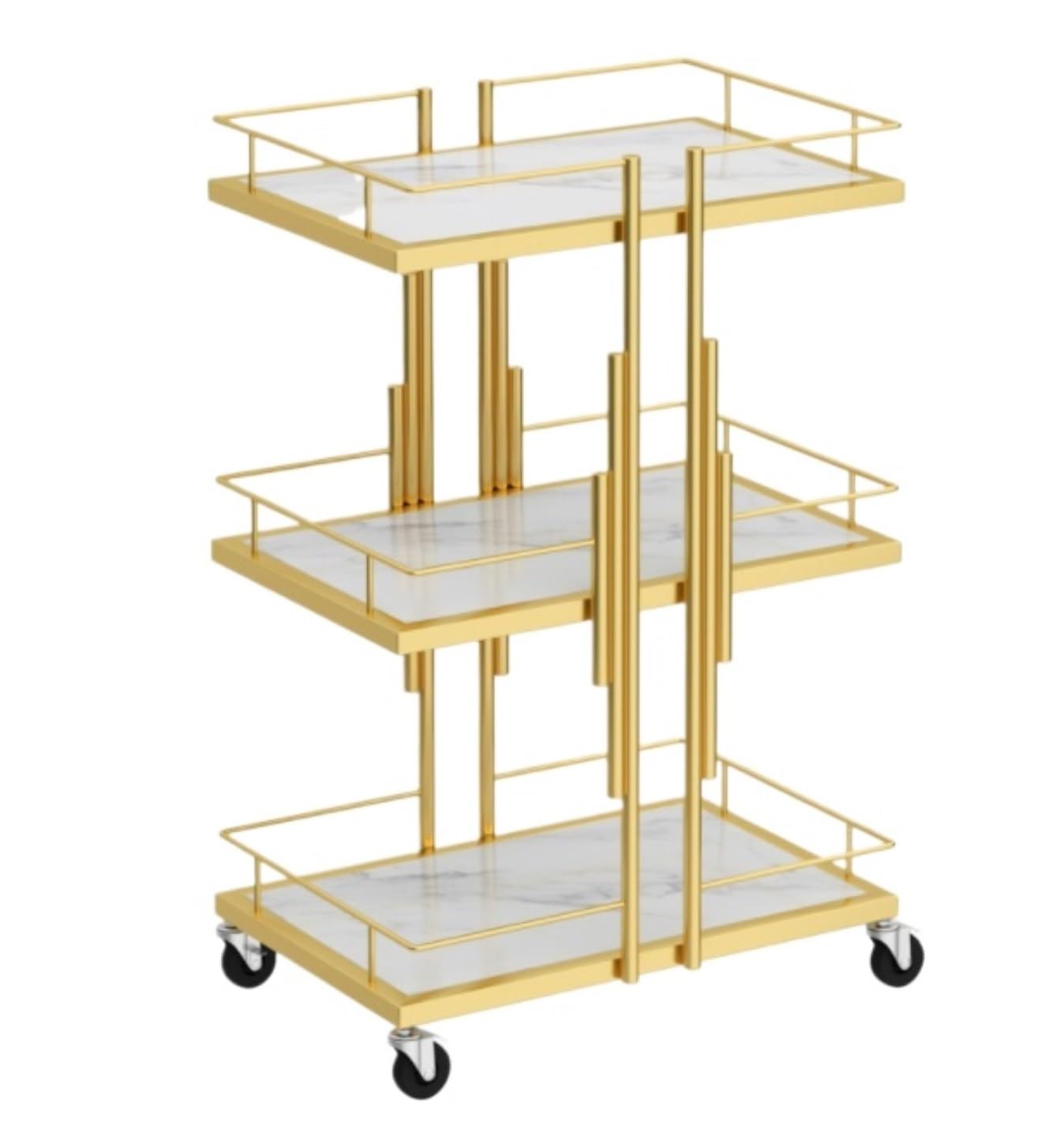 3-Tier Salon Hairdressing Rolling Cart For Bedroom Tattoo Shop For Barber Shops(Gold)