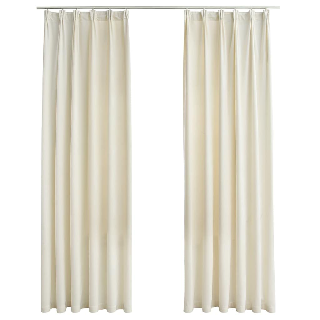 Juego de 2 cortinas opacas de terciopelo, 140 x 225 cm, color crema opacas con ganchos de metal para salón y dormitorio, cortinas de terciopelo