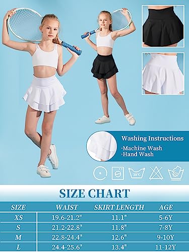 Soudittur Girls Tennis Skirt with Shorts Kids Golf Clothes High Waisted Toddler Athletic Skort with Pockets4