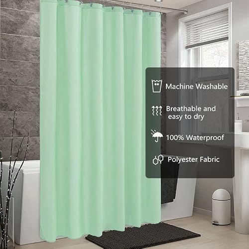 Llscl Green Fabric Shower Curtain Liner With Magnets, Waterproof Hotel Quality, 72 X 72 Machine Washable #TOP5