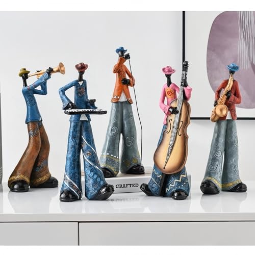 OMELPIS Abstract Creative Music People Art Retro Band Trumpeter Statue Ornaments Modern Simple Resin Sculpture Home Office Décor Crafts for Cabinet Shelf Table Desk Foyer Decorations Gifts H'29CM