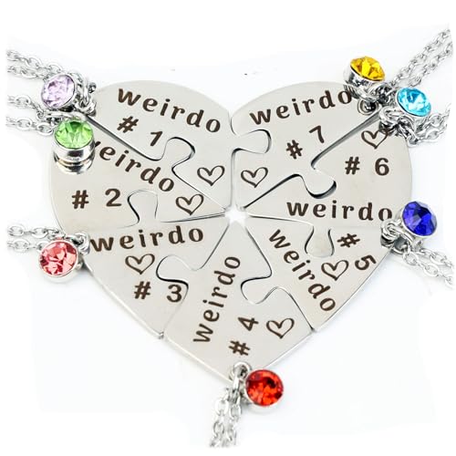 TISDA 5 BFF Best Friend Necklace Puzzle Friendship Sister Pendant for 6 (White weirdo)