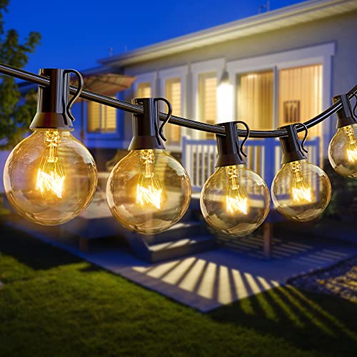 Globel String Lights, 9m/29ft Festoon Lights Outdoor with G40 30+5(Spare) Bulbs, IP44 Waterproof Outdoor Lights Mains Powered, Warm White Indoor Outdoor Fairy Lighs for Bedroom Garden Party Balcony