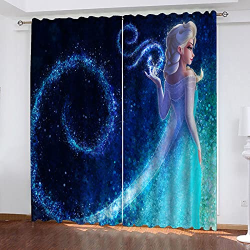 Bfrdollf Lot de 2 Rideaux La Reine des Neiges Aisha et Anna - Occultant - Isolation Thermique - Convient pour Chambre d'enfant, Chambre de Fille (8,100 x 140 cm (l x h)
