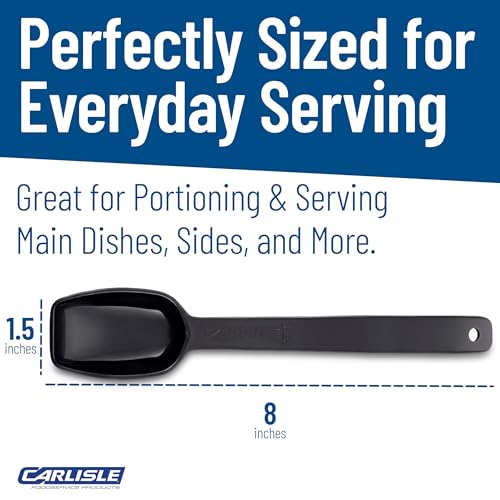 Image of Carlisle FoodService Products 9 in Buffet Pasta Fork, 0.5 oz Polycarbonate Serving Fork, Heat Resistant Salad Bar Utensil, Black, Pack of 12