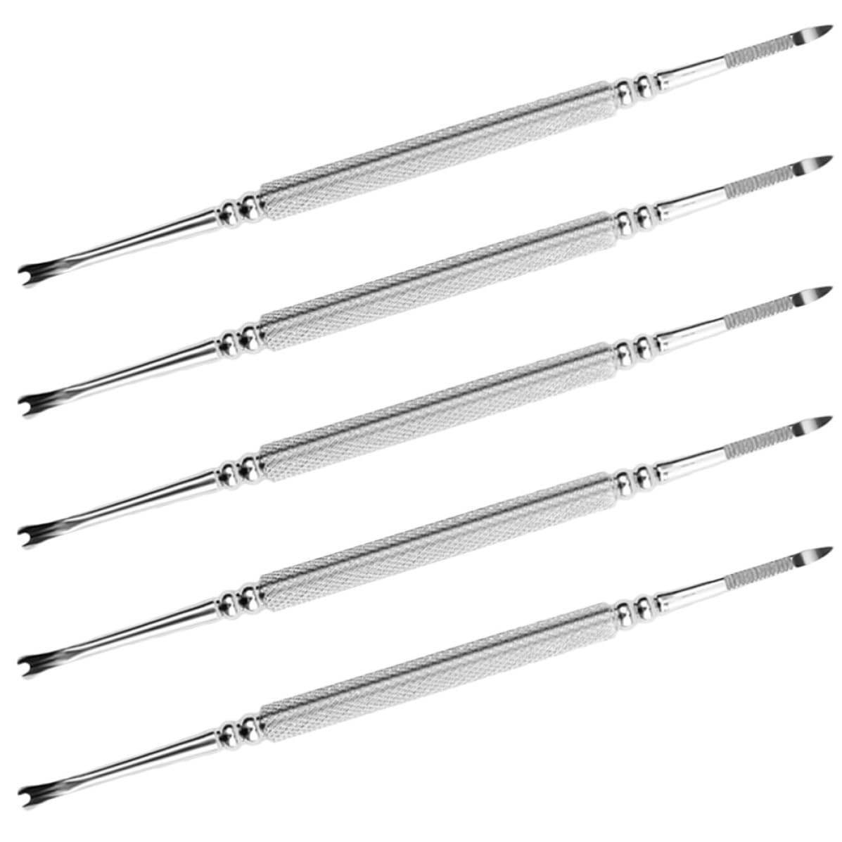 5pcs Stainless Steel Cuticle Tools Set for Dead Skin Removal under Nail Cleaning, Easy to Clean Nail Art Tools for Manicure and Pedicure Use