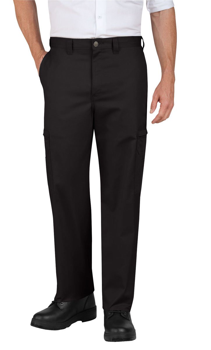 DickiesMen's Industrial Relaxed Fit Cotton Cargo Pants, Black, 34 UL