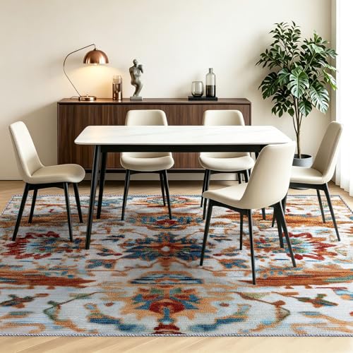 Tapis de salon oriental blanc 60x110 cm lavable et antidérapant - 4
