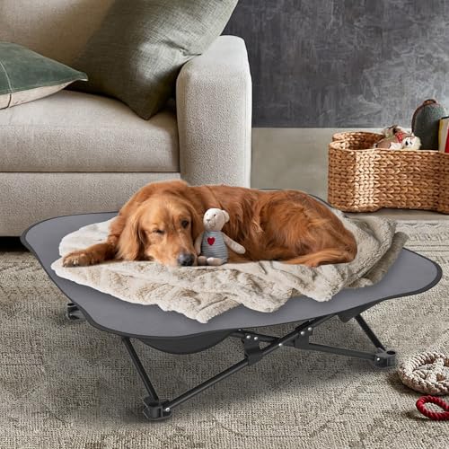 UISEBRT Erhöhtes Hundebett Hundeliege Outdoor Haustierbett Haustierliege, atmungsaktives Bett 68 x 68 x 21 cm für Reisen Garten Outdoor Indoor für kleine und mittelgroße Hunde