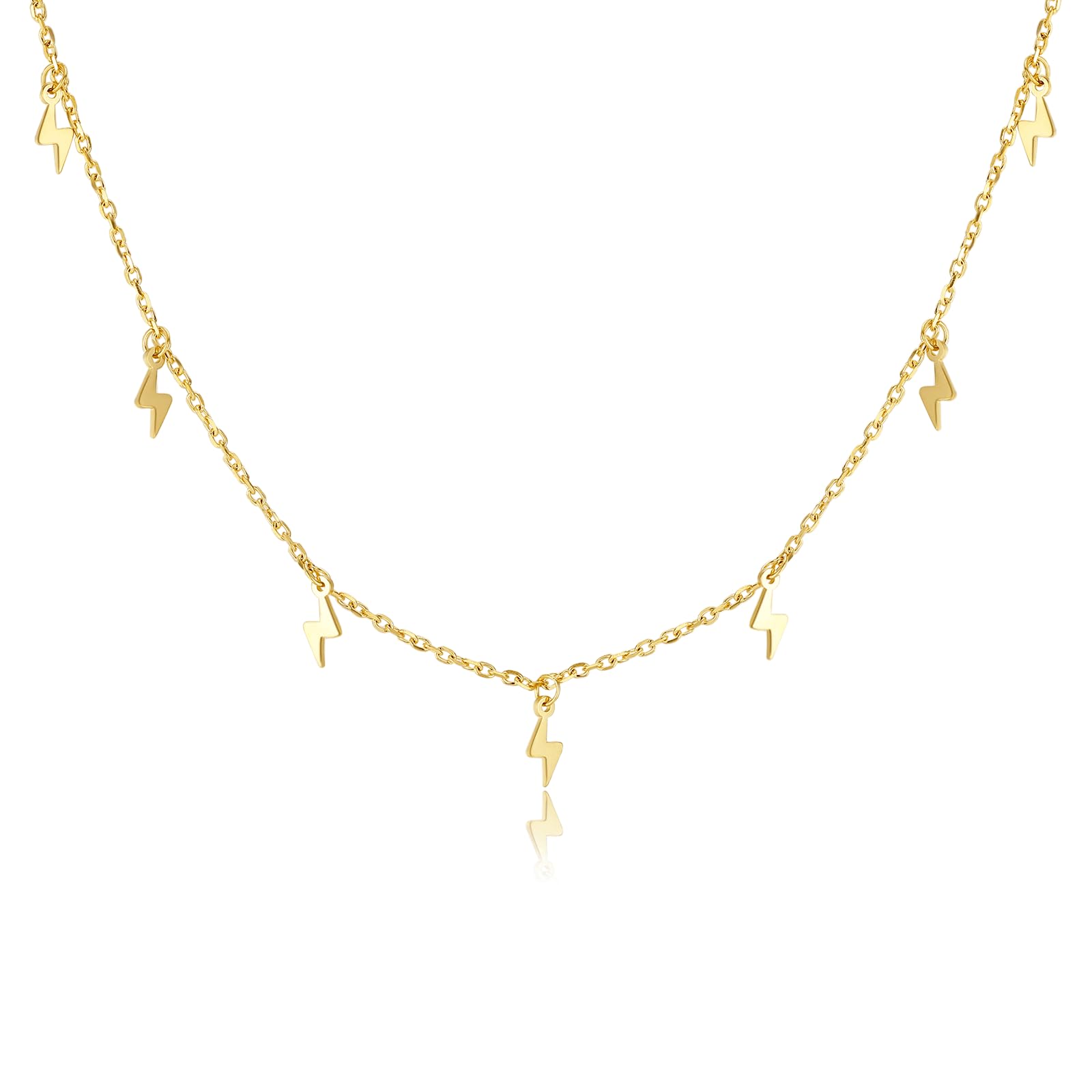 MARLION JEWELS Collar de Acero Inoxidable 316L Símbolos de Rayos alrededor de la Cadenita. Colgante de Acero Quirúrgico con Baño en Plata u Oro 18K. Perfecto Regalo Cumpleaños y Día de la Madre. Joyas para mujer