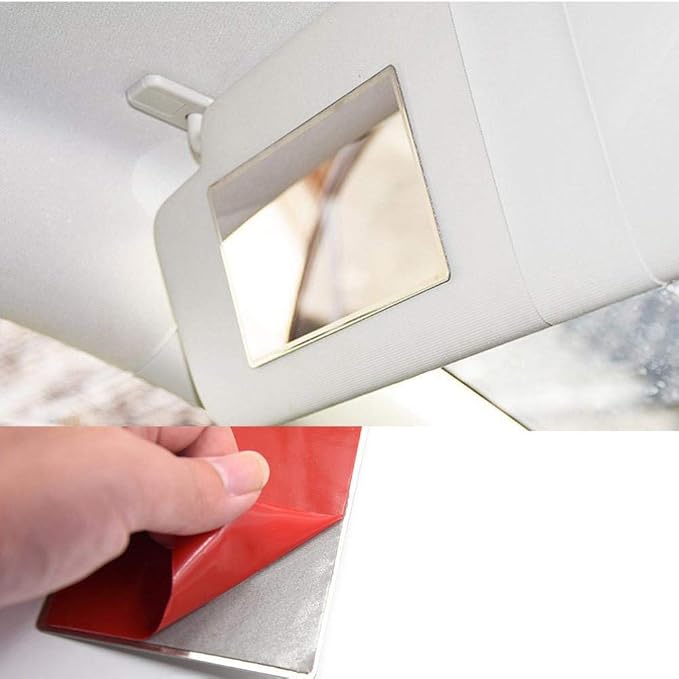 Lot De 2 Miroirs HD Pare-Soleil 8x15 Cm – Acier Inoxydable – Maquillage Précis En Voiture