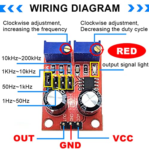 DAOKAI NE555 Pulsfrequenz Duty Cycle Einstellbare Modul Rechteckige Rechteckwelle Signalgenerator,Schrittmotor-Treiberplatinenmodul NE555 Impulsgenerator(5 Stück)