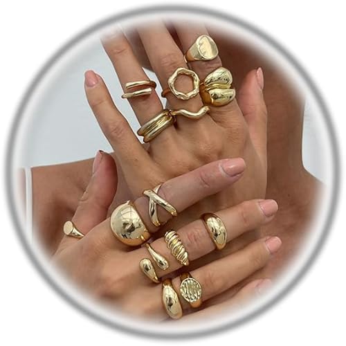 Chunky Stackable Rings Set for Women,Dainty Adjustable Open Stacking Knuckle Rin