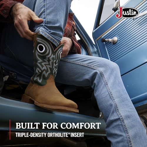 Justin Big News 11” Western Boots for Men - Frontier Collection - Square Toe Leather Men’s Cowboy Boots with Comfort Footbed & Heeled Leather Outsole4