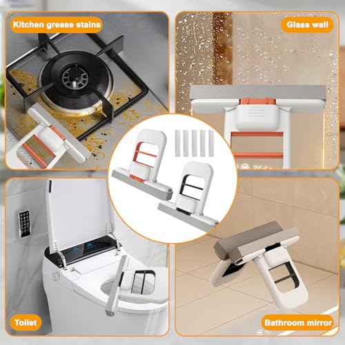 Mini Foldable Desktop Mop, 2 Stück Mini Faltbarer Tischmopp, Mini Mopp Mit 5 Moppkopf, Saugfähig Schwammwischer, Selbstauswringender Schwamm Wischmopp, Nass- und Trocken Reinigungsmopp für Desktop