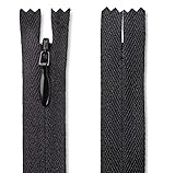 Cremallera negra invisible de nylon de 14 pulgadas para costura artesanal