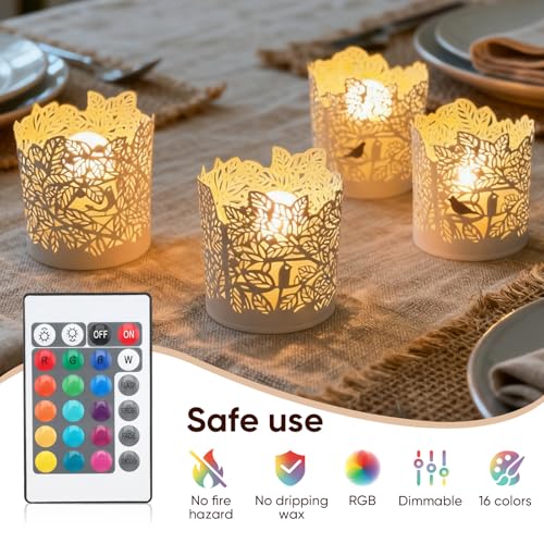 Velas LED recargables con mando a distancia y base de carga de 12 luces 3