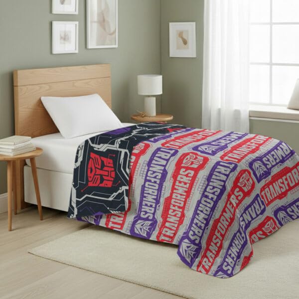 Image of Northwest Transformers Logo Quilted Blanket, Comfy Throw, Adults Boys Girls, Soft Lightweight Bedding for Bed, or Couch, 60 x 80 inches
