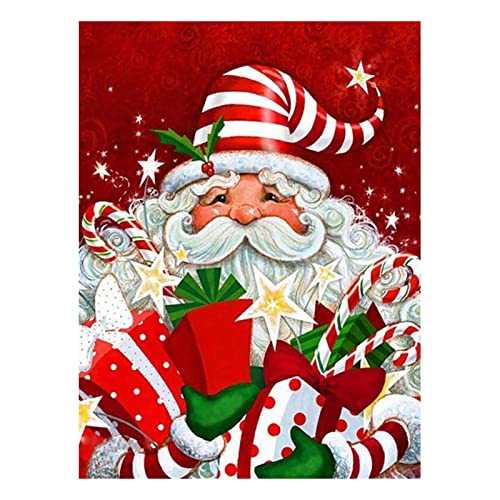 MXJSUA Christmas Diamond Painting Kits, Christmas 5D Diamond Painting Kits for Adults, Santa Claus DIY 5D Diamond Painting Kit with Diamonds & Tools, Crystal Diamond Art for Home Decor, 12 x 16 inch