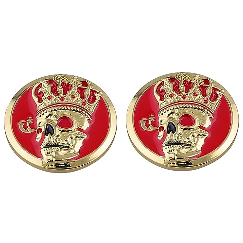 Image of 2pcs Skull Emblem Car Sticker Waterproof Decoration Logo Decals for Car Motorcycle Fridge Computer Door (Gold Red)