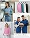 Xaatren 4 Pack Women's Underscrub Shirts Long Sleeve Nurse Cotton Blend Crewneck Slim Fit Tops Soft Stretchy Basic Tee(Black, White, Lake Green, Pink,X-Small)