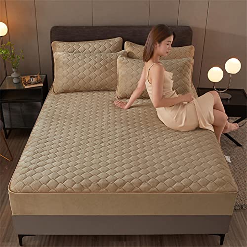 Couvre-lit matelassé épais et drap-housse velours cristal grand lit