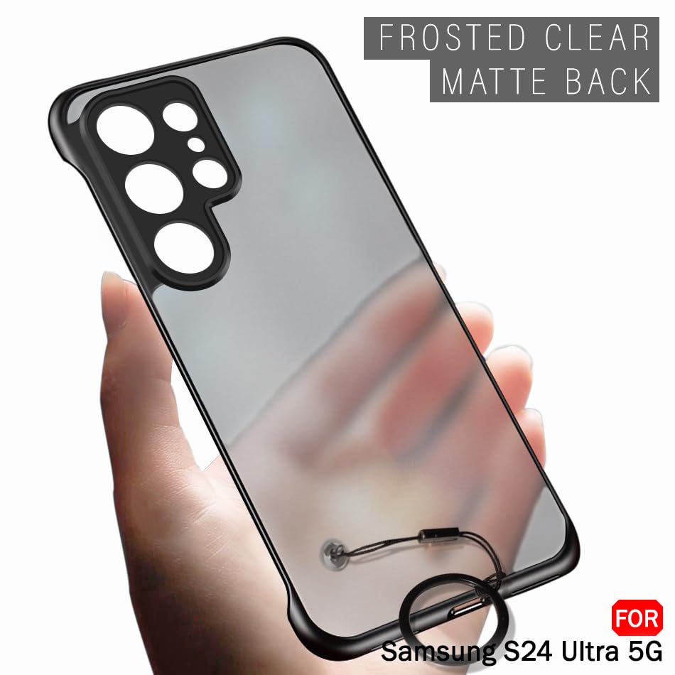 Image of TheGiftKart Hybrid Ultimate Slim Back Case Cover for Samsung Galaxy S24 Ultra 5G | Frosted Matte Translucent Hard Back Case Cover for Samsung S24 Ultra 5G (PC & TPU, Black Sides)