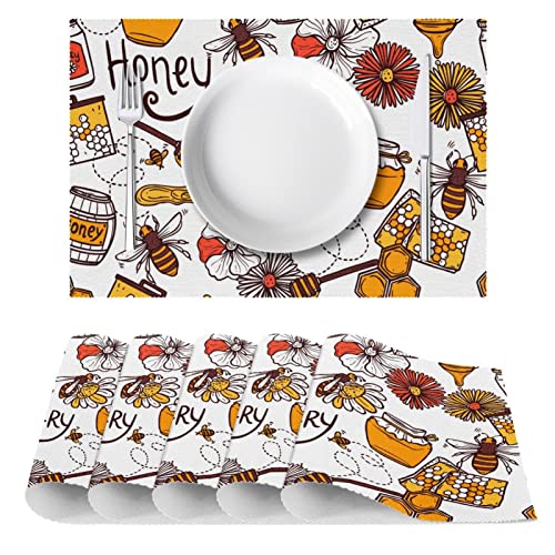 Sets de table haut de gamme Doodle Honey en Oxford résistant