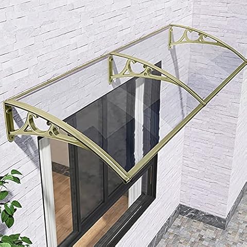 Door Awning Front Door Canopy Outdoor Window Rain Shelter Cover,Curved Polycarbonate Cover and Aluminium Bracket,for Back Door Roof Patio Porch Awning,Easy to Assemble (80x200cm) Cover
