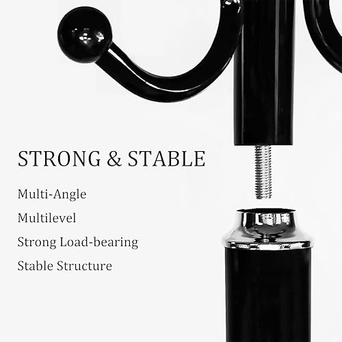 Miniatura 9 de Kertnic Perchero de metal con base de mármol natural, árbol de pasillo independiente con 12 ganchos para colgar bufanda, bolsa, chaqueta,