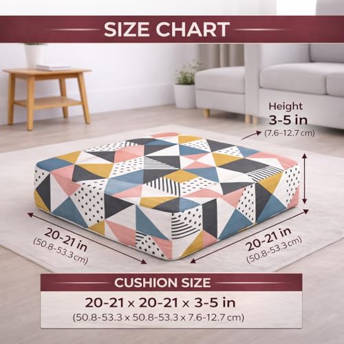 Image of STITCHNEST 'Contour Fit Series' Stretchable Printed Wooden Sofa Cover (Pack of 2) - Elastic Wooden Chair Cover | Wooden Sofa Seat Cover | Size - 20-21 x 20-21 x 3-5 in