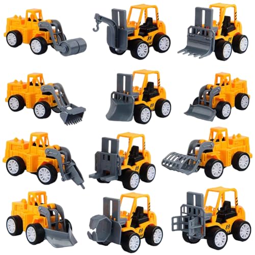 VorPrillynt 12 Pezzi Camion da Escavatore, Building Toy Set Giochi da Veicoli da Costruzione per Ragazzo Ragazza Gioco al chiuso e all'aperto