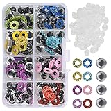 HQdeal Puppen Sicherheitsaugen,80 Stk Plüschtier Sicherheitsaugen, Colorful Kunststoff Sicherheitsaugen Set mit Unterlegscheiben für Puppe,häkeltiere,DIY Spielzeug(10mm)
