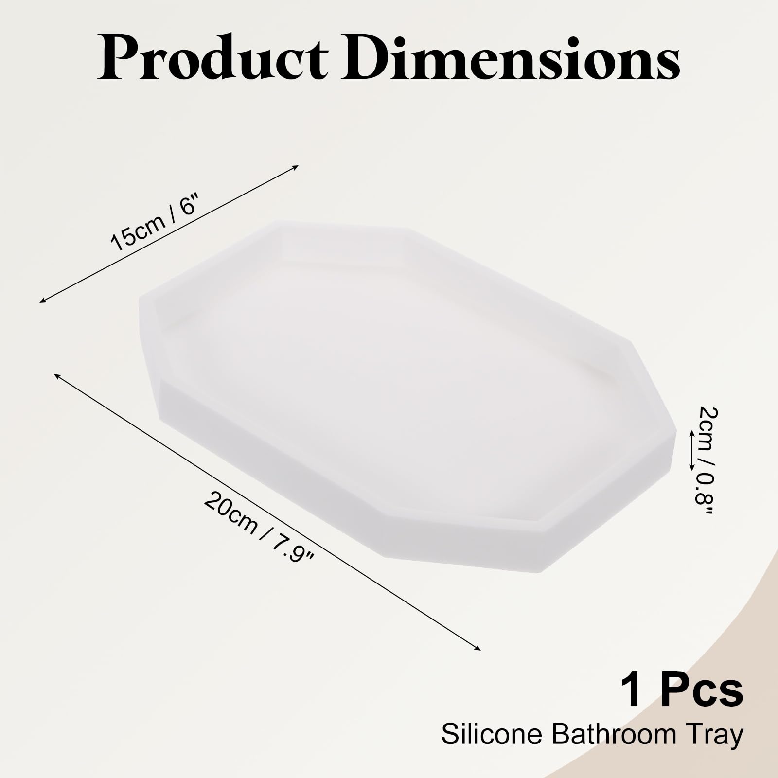 QUARKZMAN Vassoio Per Bagno 20 X 15 Cm Ottagonale In Silicone Per Sapone Portaoggetti Antiscivolo Antiurto Bianco Per Candele Chiavi Trucco
